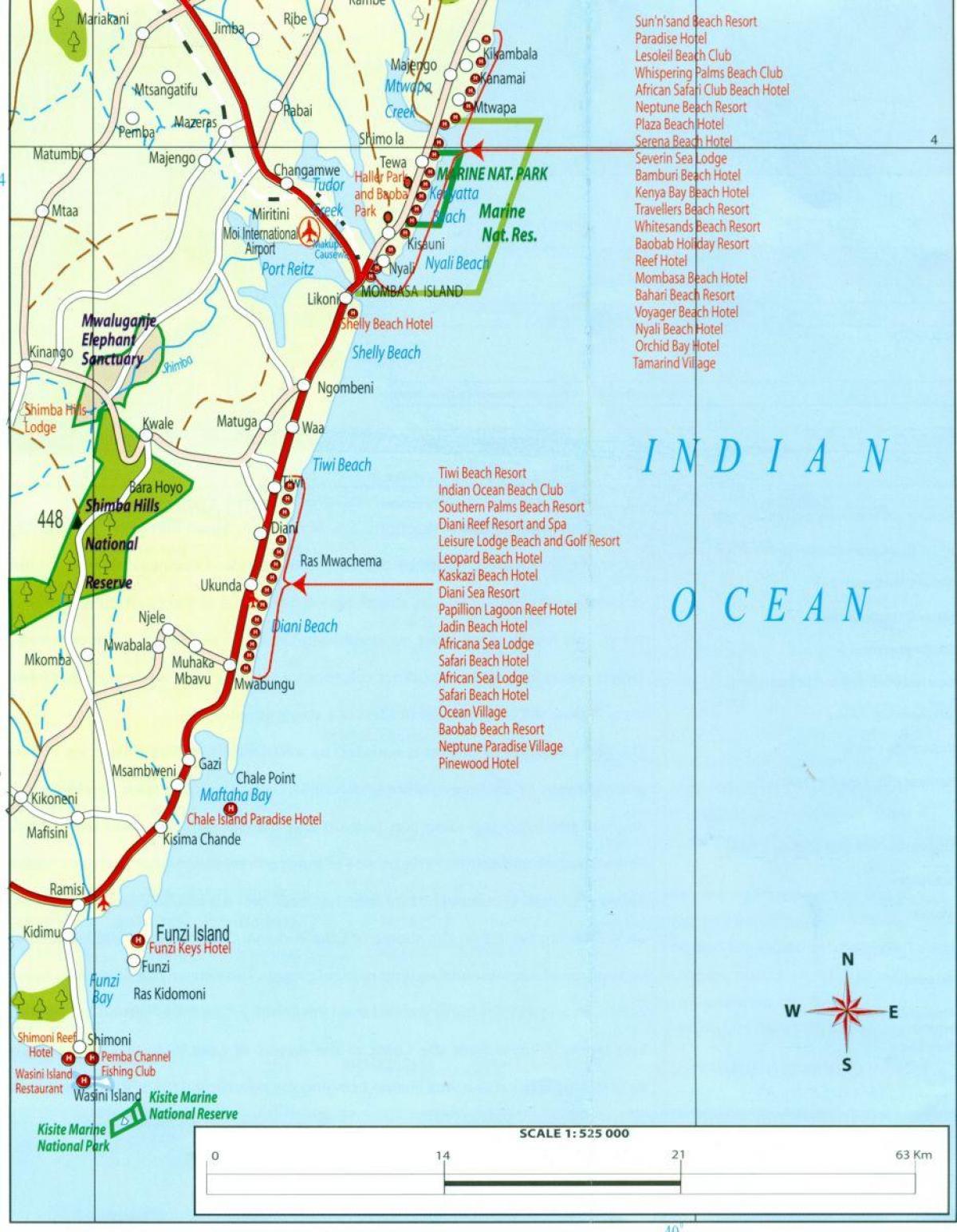 мапа обале Кенији 