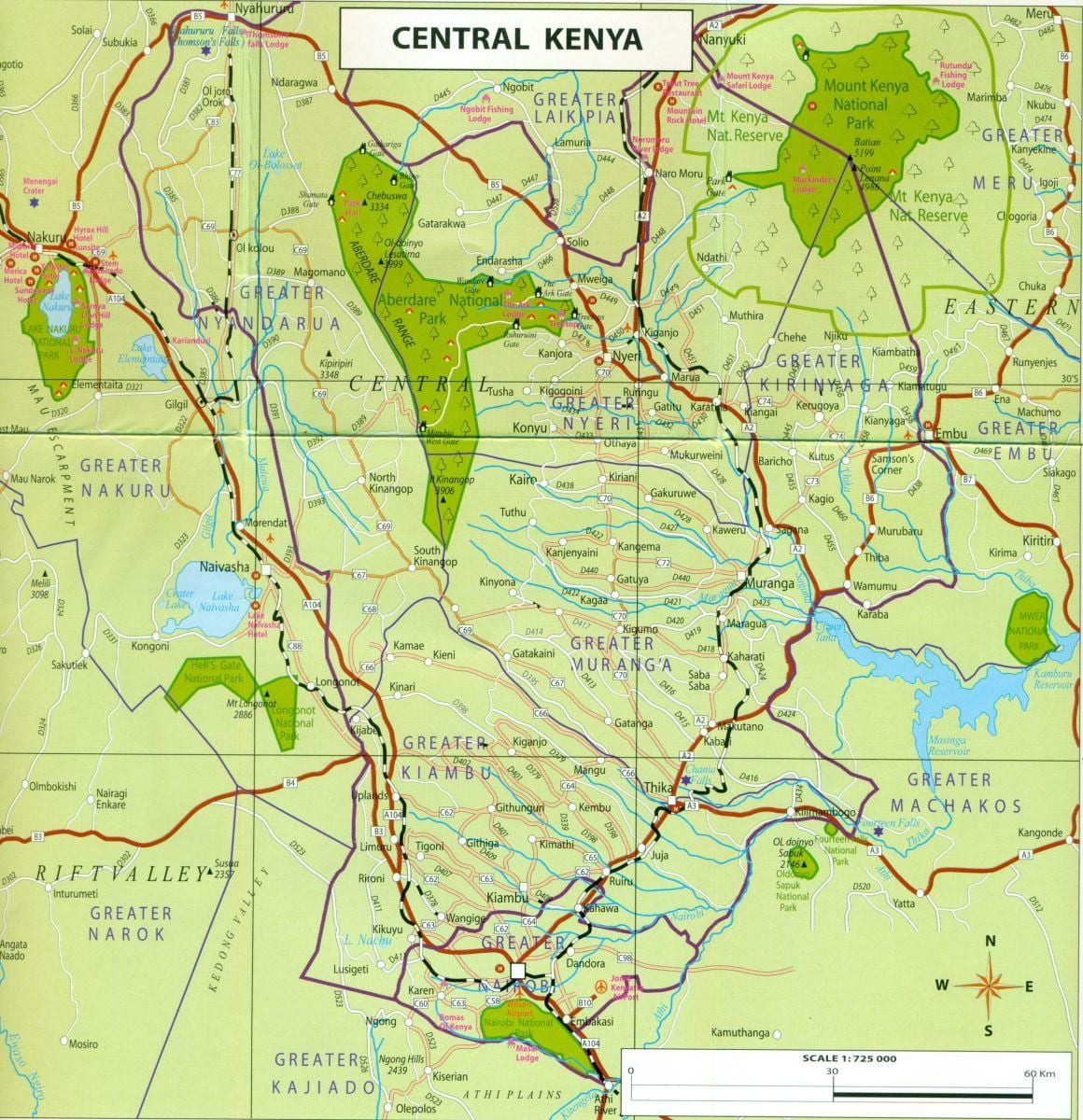 карта централној Кенији