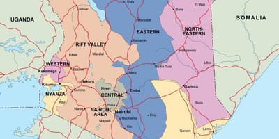Карта Кенији показује река