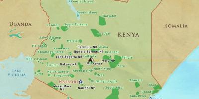Карта Кенији национални паркови и резервати природе