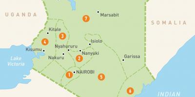 Карта Кенији показује провинцијама